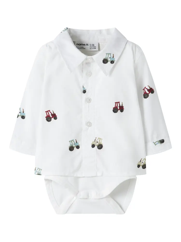 Name It Ractor Langærmet Bodyskjorte - Bright White - 68