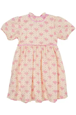 Hjerte kjole m. puf ærmer - HEART AOP - 98