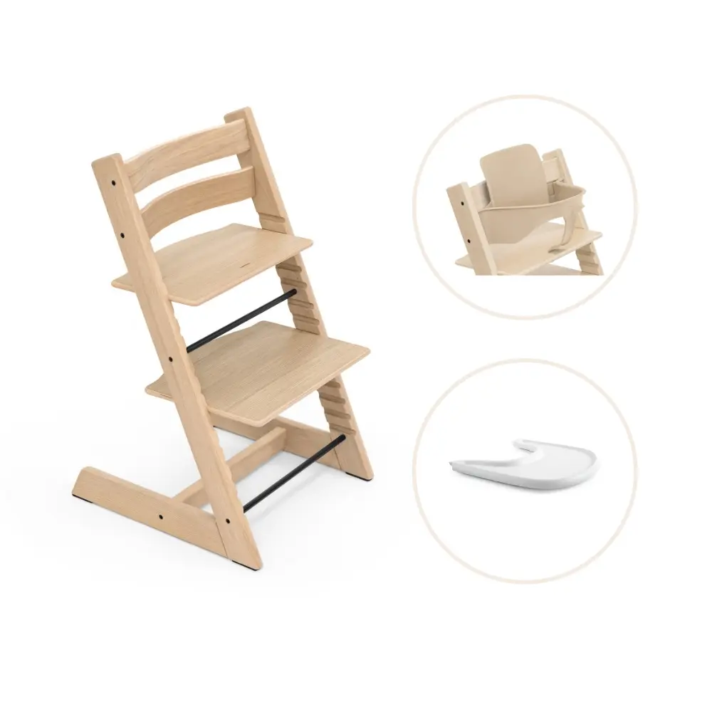 Stokke® Tripp Trapp Højstol Eg Inkl. Babysæt Og Tray Natur