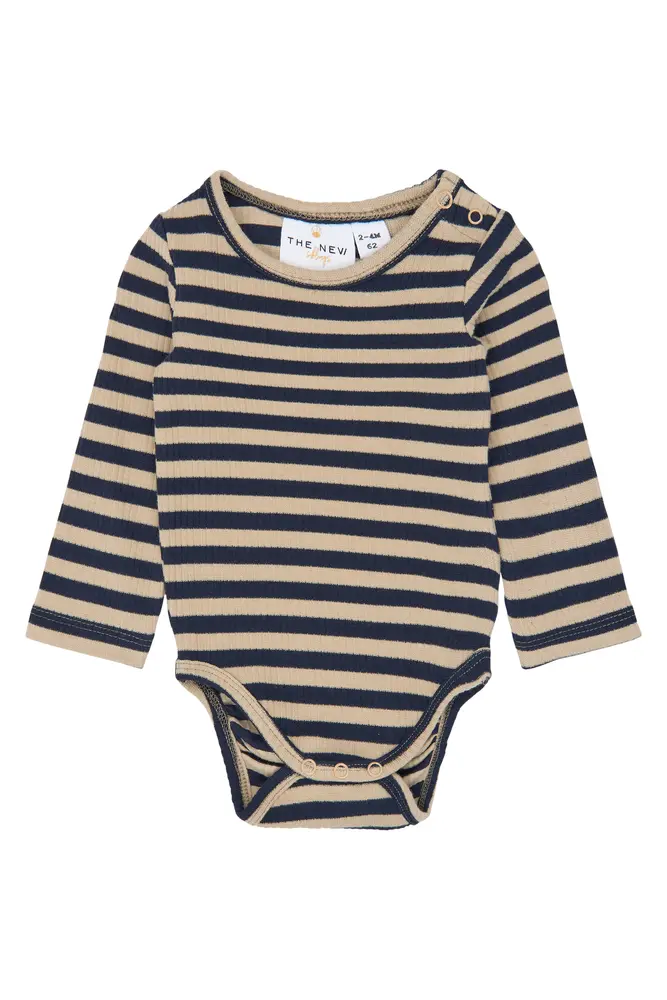 The New Siblings Fro Langærmet Rib Body - Navy Blazer Striped - 92