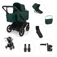 Bugaboo Donkey 6 Kombivogn Inkl. Søskendesæde, Organizer, Kørepose, Kopholder, Højdeadapter Og Regnslag - Fern Green