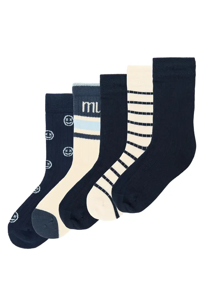 MiniPop Mac Bamboo Strømper 5-Pak - Navy - 23/26