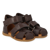 Begynder Sandal m. Velcro - Dark brown/Dark brown