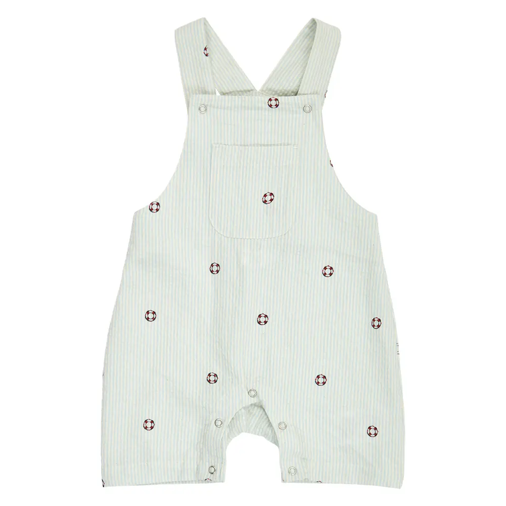 Seersucker Stribede Overalls - Tofu/ Ocean/ Mineral red - 56
