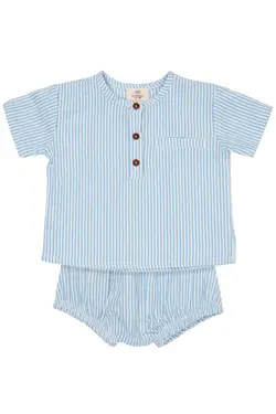 BÆK AND BØLGE BABY SET - SKY BLUE W CREAM STRIPE - SKY BLUE W CREAM STRIPE / 92