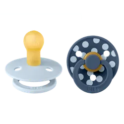 BIBS Colour Sutter - Str. 1 - Rund - 2-pak - Baby Blue/Steel Blu