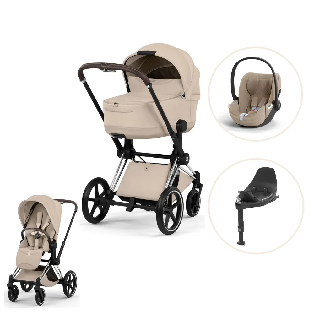product-Cybex Priam Style Kombivogn inkl. Cloud T Plus og Base T - Cozy Beige/Chrome Brown