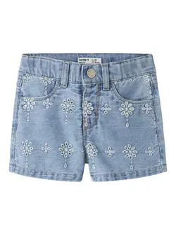 NAME IT Mom Denim Shorts Rose Light Blue Denim Anglaise