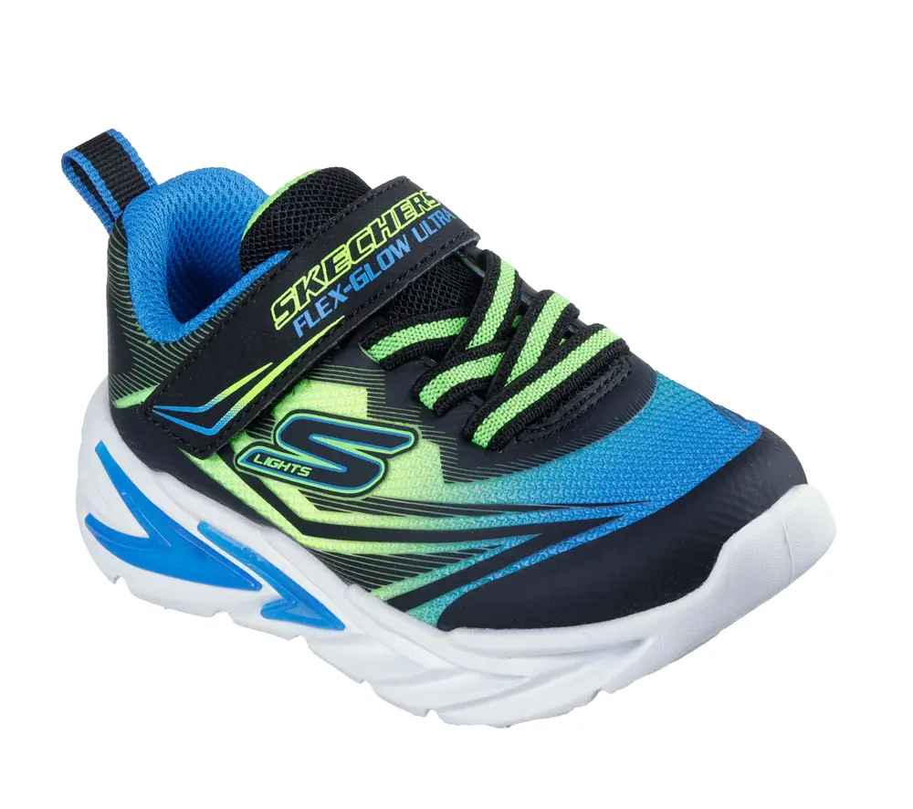 Skechers Sko m. Lys - Flex Glow Ultra - Blue/ Lime