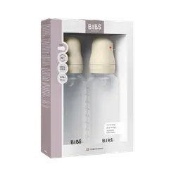 BIBS Bottle - Sutteflaskesæt - Plastik - Silikone/Medium Flow/Rund - 270 ml. - 2-Pak - Ivory