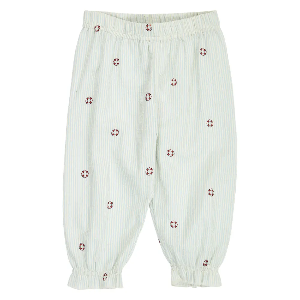 Seersucker Stribede Bukser - Tofu/ Ocean/ Mineral red - 56