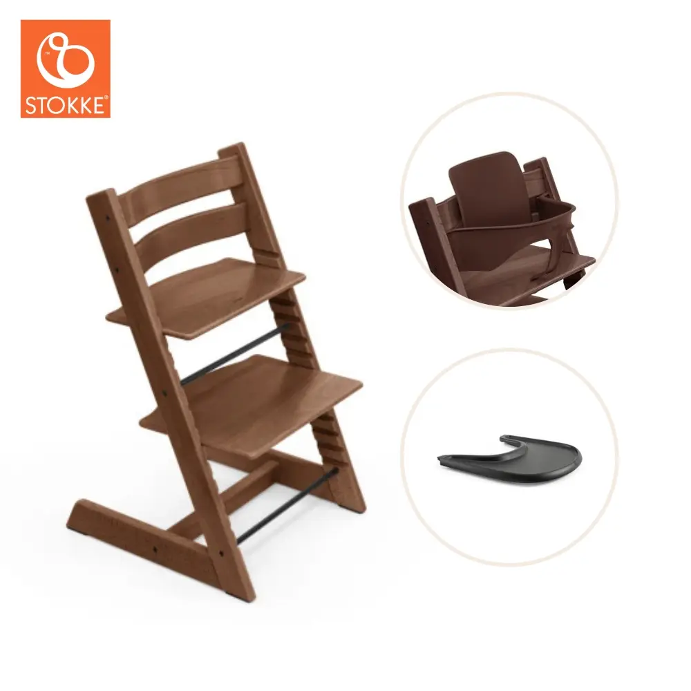 product-Højstol inkl. babysæt og tray - Warm brown