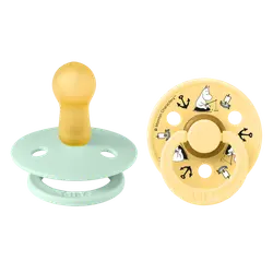 BIBS Rund Colour Sut - 2-Pak - Str. 2 - Naturgummi - Moomin - Sailing - Nordic Mint Mix