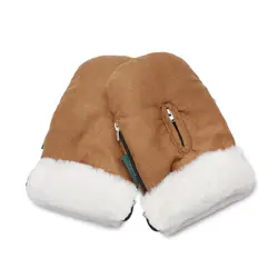 KongWalther Østerbro handsker, Brown faux suede, brun/hvid - KongWalther - Gloves - Buump