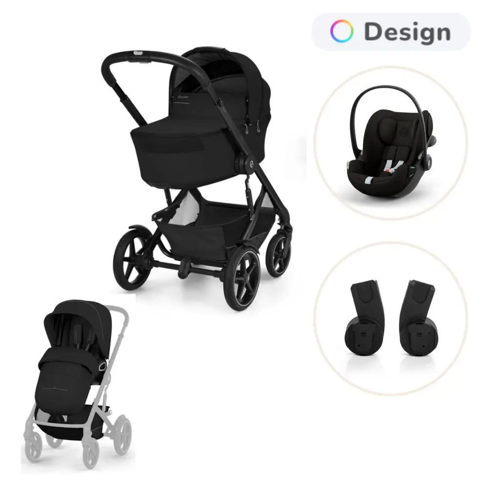 Cybex Talos S Lux Inkl. Foldbar Liggedel, Cloud G3 Og Adapter - Moon Black/Magic Black