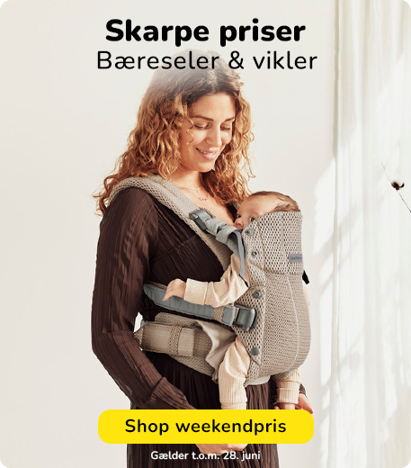 Skarpe priser på bæreseler og vikler denne weekend