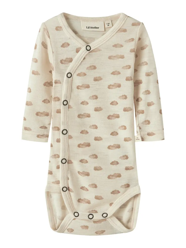 Lil' Atelier Nalu Uld Langærmet Wrap Body - Turtledove - 62