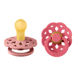 BIBS Boheme Sutter - 2-pak - Str. 1 - Rund - Dusty Pink/Coral