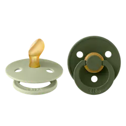 BIBS Anatomisk Colour Sut - 2-Pak - Str. 1 - Naturgummi - Sage/Hunter Green