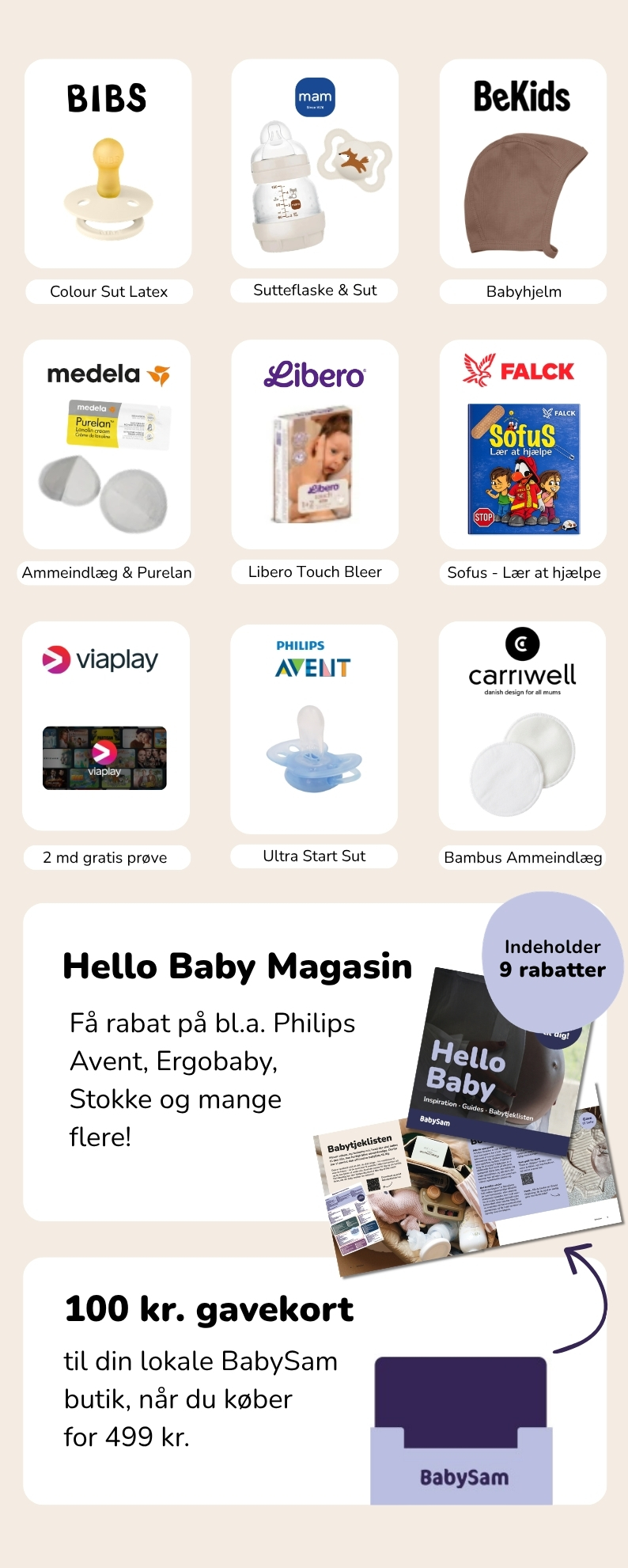 BabySams gratis babypakke 2026 med bleer, sut og babyudstyr