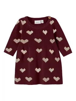 Name It Kjole - Strik - NbfOana - Burgundy/Peyote Heart