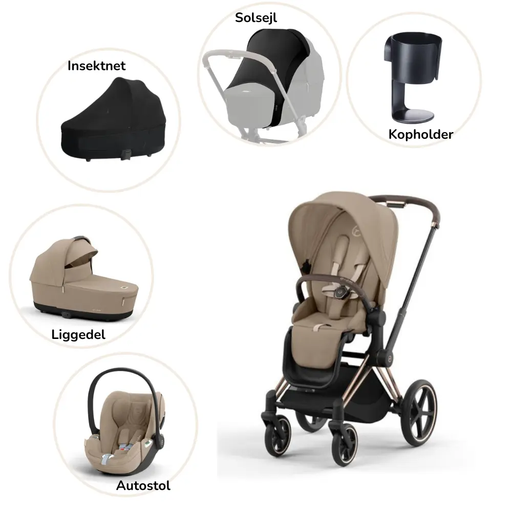 Priam pakke - cozy beige/rosegold PLUS