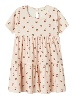 Lil' Atelier Kjole Silver Peony Med Kirsebærprint - Str. 5y 110cm