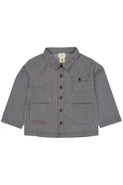 Stribet twill jakke med lommer - NAVYSTRIPE - 104