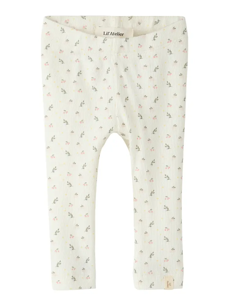 Lil' Atelier Leggings - Rib - NmfGago - Coconut Milk/Small Flowe