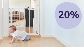 Spar 20% på alt sikkerhed og gitre fra Babydan