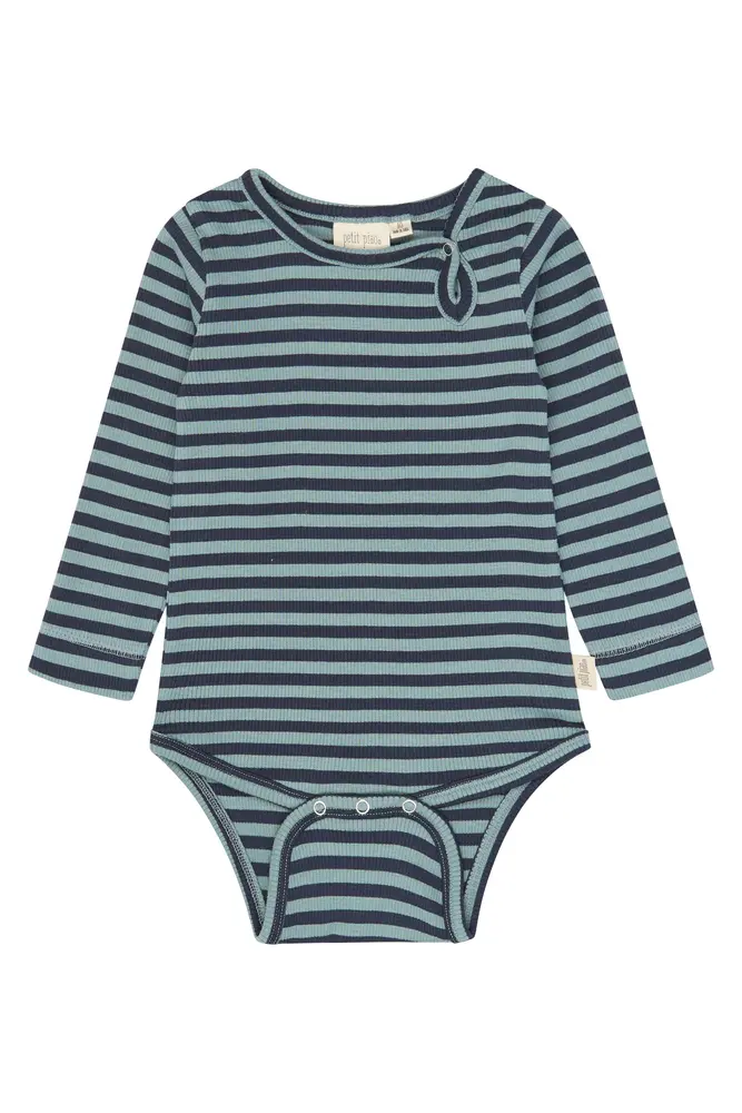 Petit Piao Air Langærmet Body - Lead Striped - 80 CM