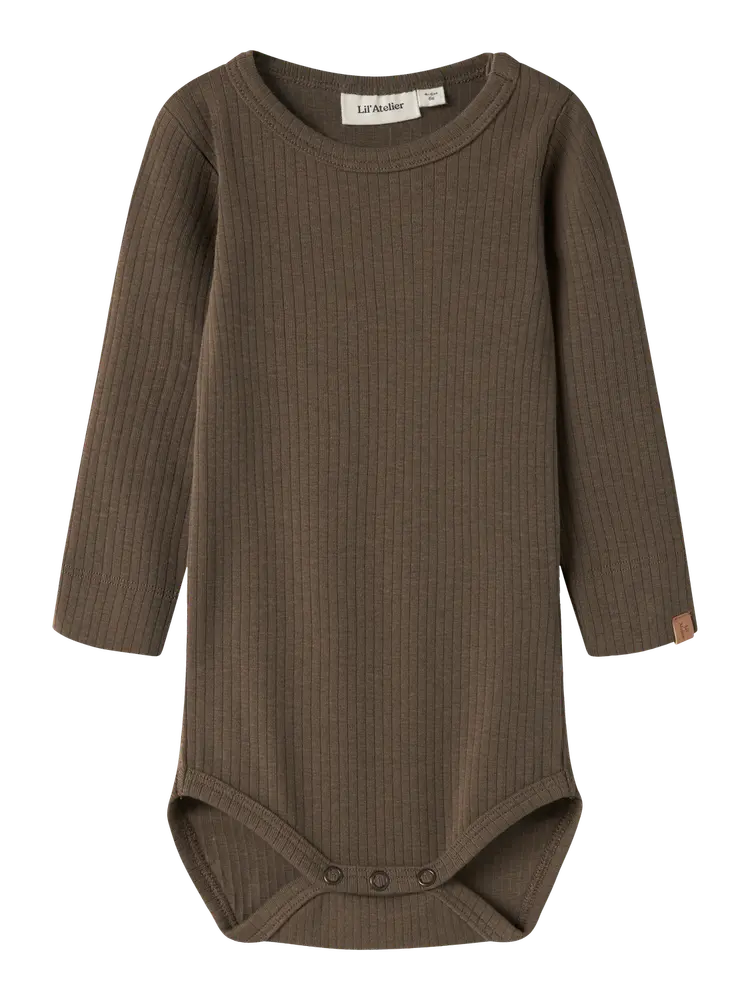 Lil' Atelier Gabo Bib Langærmet Slim Body - Teak - 56