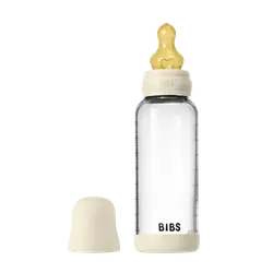 BIBS Bottle - Sutteflaskesæt - Glas - Latex/Medium Flow/Rund - 240 ml. - Ivory