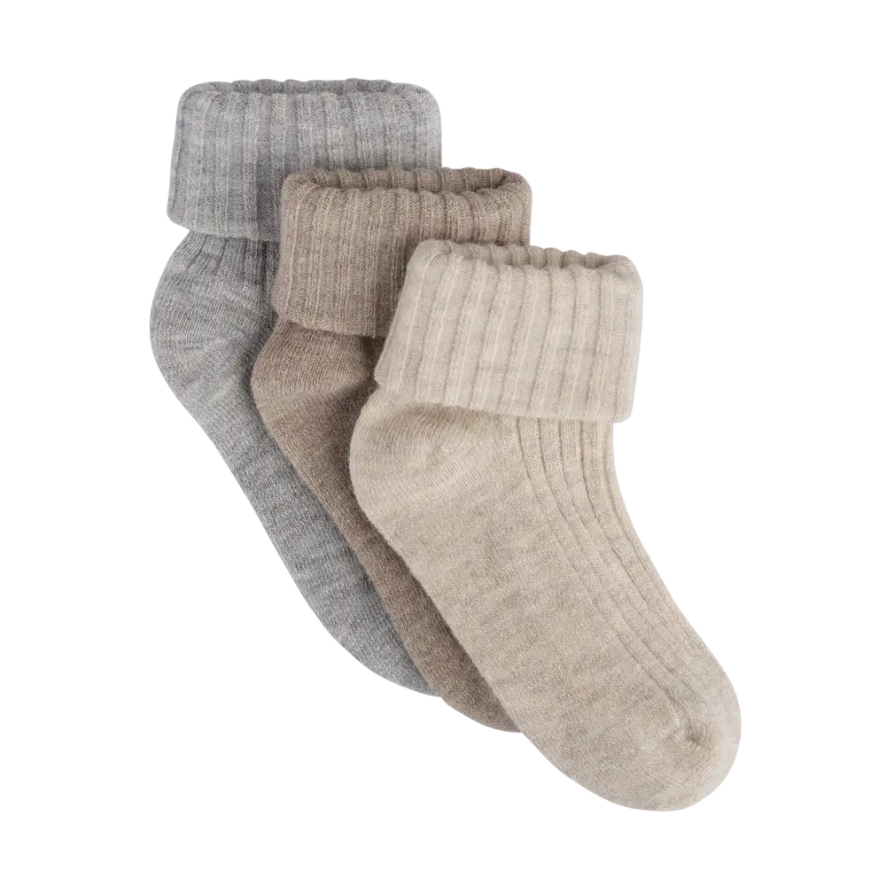 BeKids Uld Rib Strømpe 3-Pak - Sheer Bliss - 23\26