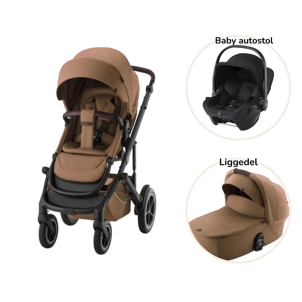 Britax RÃ¶mer Smile 5Z lux inkl. liggedel og Baby-Safe Core autostol - warm caramel/space black