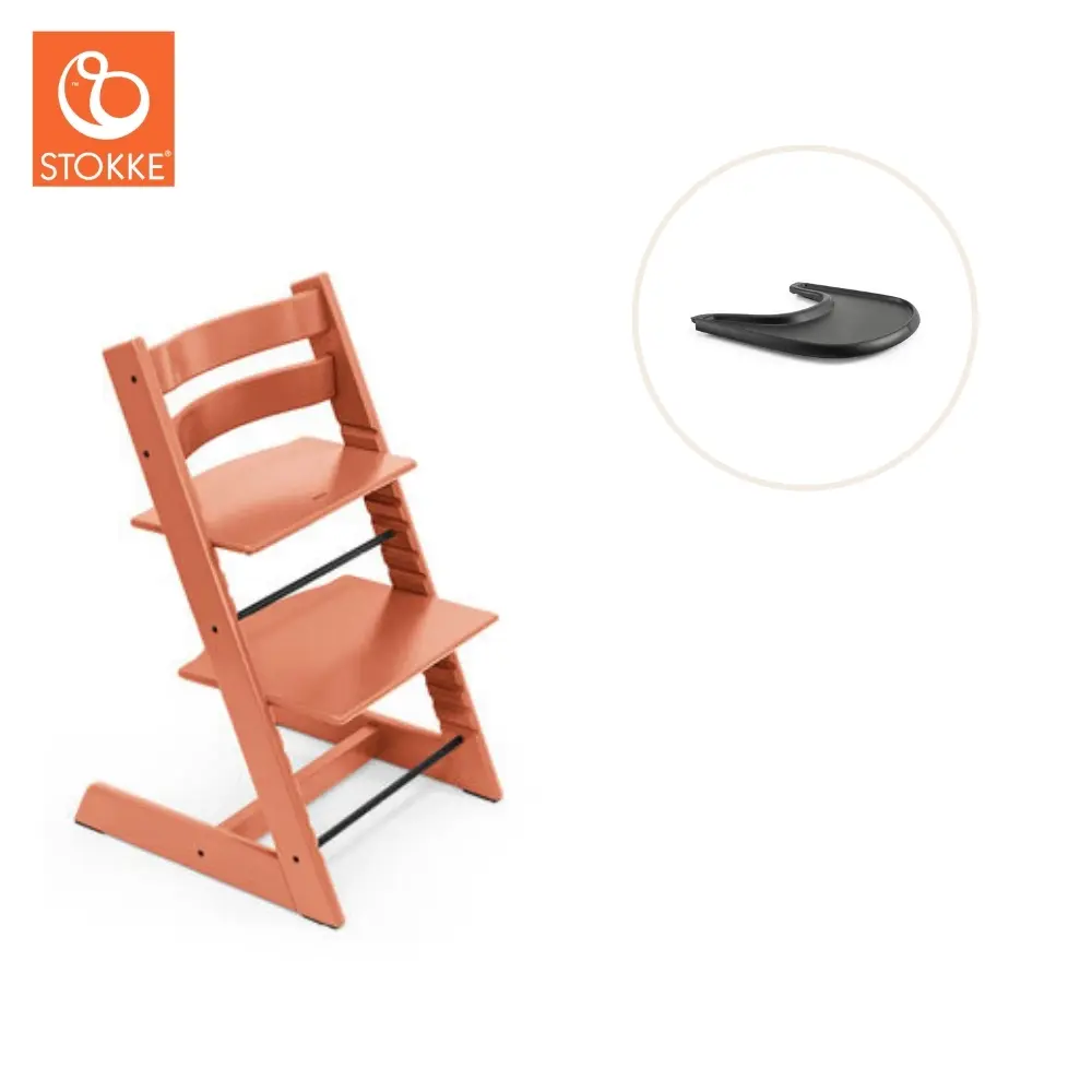 product-Højstol inkl. tray - terracotta/sort