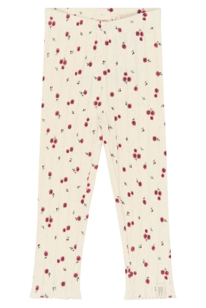 Petit Piao Gracie Pointelle Leggings - Eggnog Rosehip AOP - 56 CM