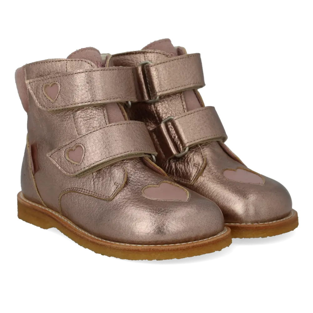 Angulus TEX-Støvle m. Glitterhjerter - Rose Copper/Faded Rose - 24