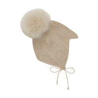 Uld Strik Alpaca Hue Pompom - Camel melange