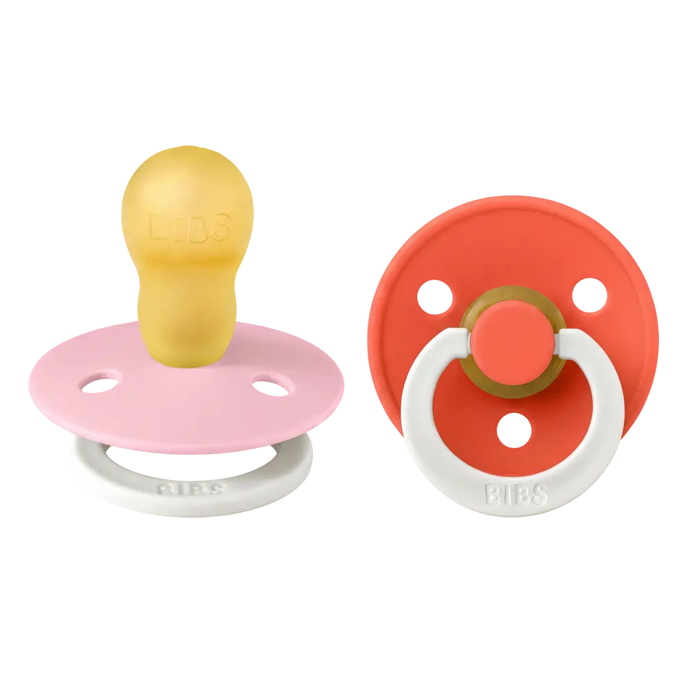 BIBS Sut 2 pk Latex Str 3 - Babypink Tango, Nat