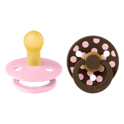 BIBS Colour Sutter - Str. 1 - Rund - 2-pak - Baby Pink/Moccha