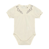 Kortærmet Broderi Body - Eggnog