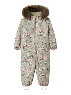 Name It Flyverdragt Pure Cashmere Med Blomsterprint Og Aftagelig Hætte - Str. 2y 92cm