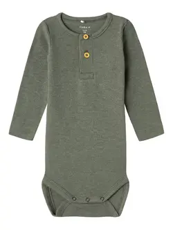 Name It Body Dusty Olive Melange Med Knapper - Str. 1m 56cm