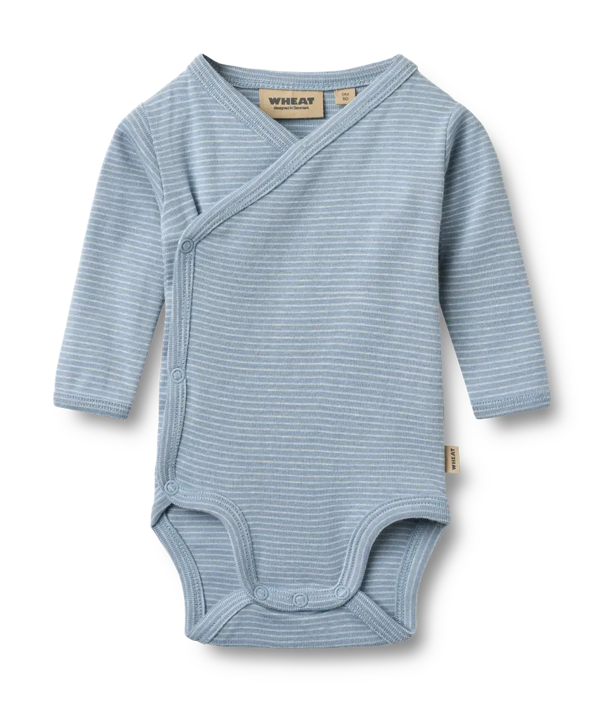 Wheat Pil Langærmet Wrap Body Faded Blue Stripe 50
