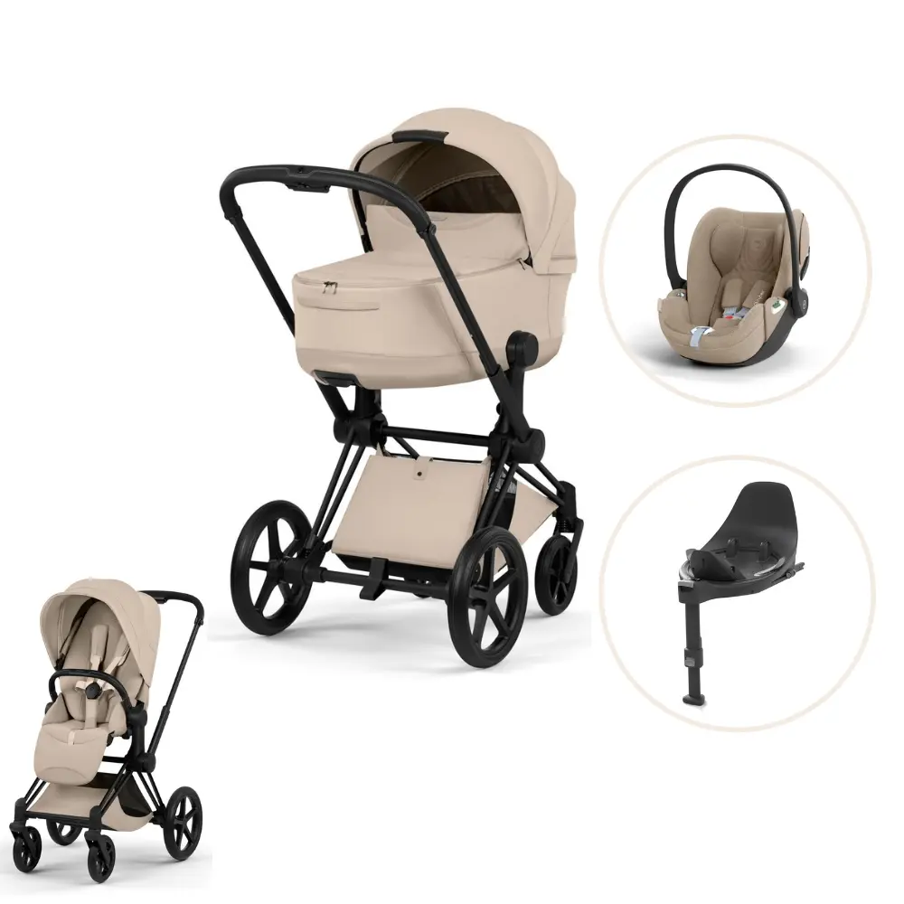 product-Cybex Priam Style Kombivogn inkl. Cloud T Plus og Base T - Cozy Beige/Matt Black
