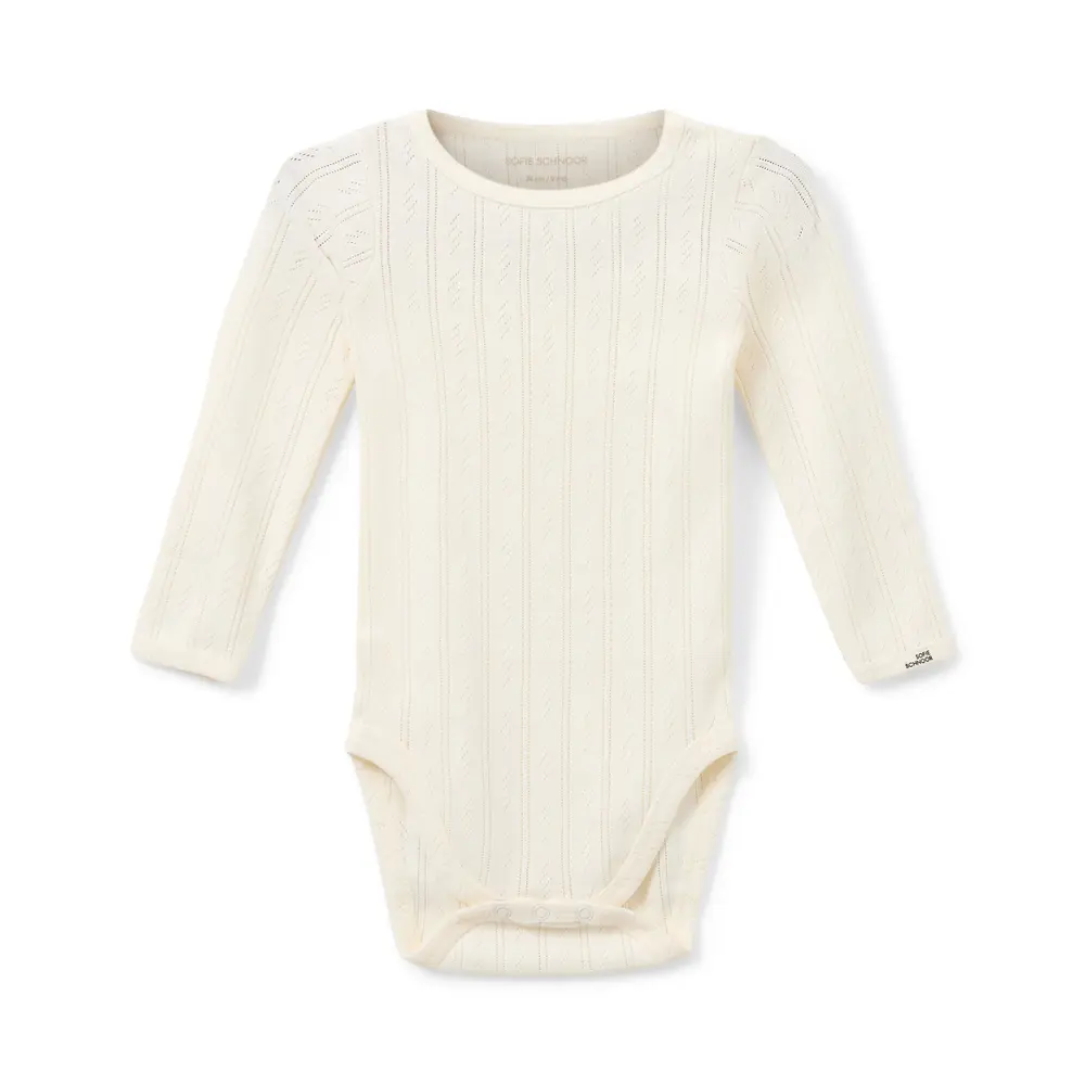 Sofie Schnoor Body l/æ - DicteSB - Off White m. Hulmønster