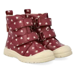 Angulus Tex Støvle Rød Bær Med Hjerteprint Og Uldfoer - Str. 28