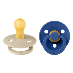BIBS Colour Sutter - 2-pak - Str. 1 - Rund - Vanilla/Cornflower
