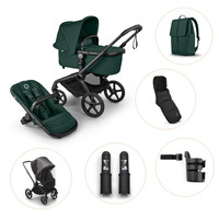 Bugaboo Fox 5 Renew Kombivogn Inkl. Puslerygsæk, Kørepose, Kopholder, Højdeadapter Og Regnslag - Black/Fern Green
